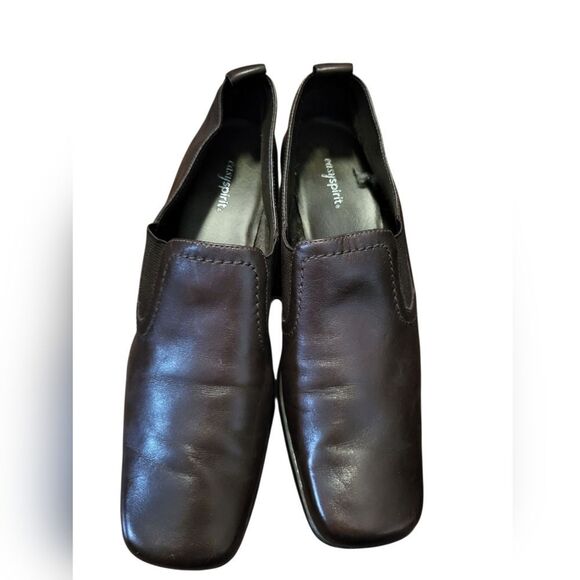 Easy Spirit Eldazu Brown Leather Square Toe Mule Block Heel Slip On, 8.5 - Picture 4 of 9